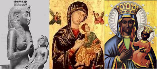 isis-mary-mother iside-horus, maria e gesù bianchie neri